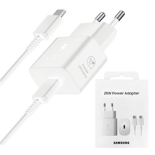 Kablovi, adapteri i punjači - SAMSUNG PUNJAČ+ KABLO TYPE C EP-T2510XWEGEU 25W White - Avalon ltd