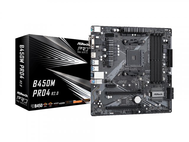 Računarske komponente - ASROCK AMD MB B450M PRO4 R2.0, 4*DDR4 3200MHz, ASRock Ultra M.2, VGA/DVI-D/HDMI, USB 3.2, Socket AM4 - Avalon ltd