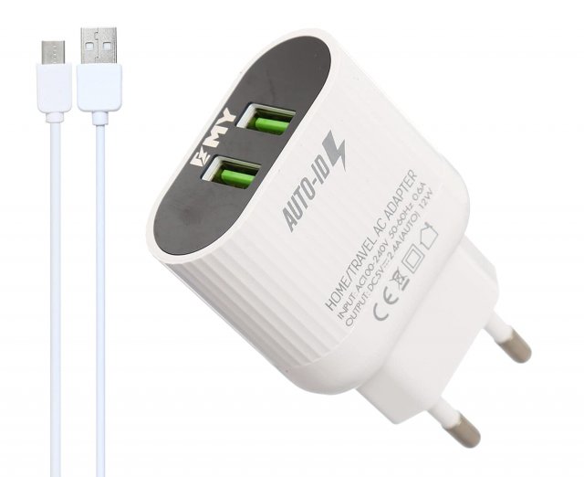 Kablovi, adapteri i punjači - EMY MY-A202, 2xUSB, 2.4A, 12W KUCNI PUNJAC - Avalon ltd