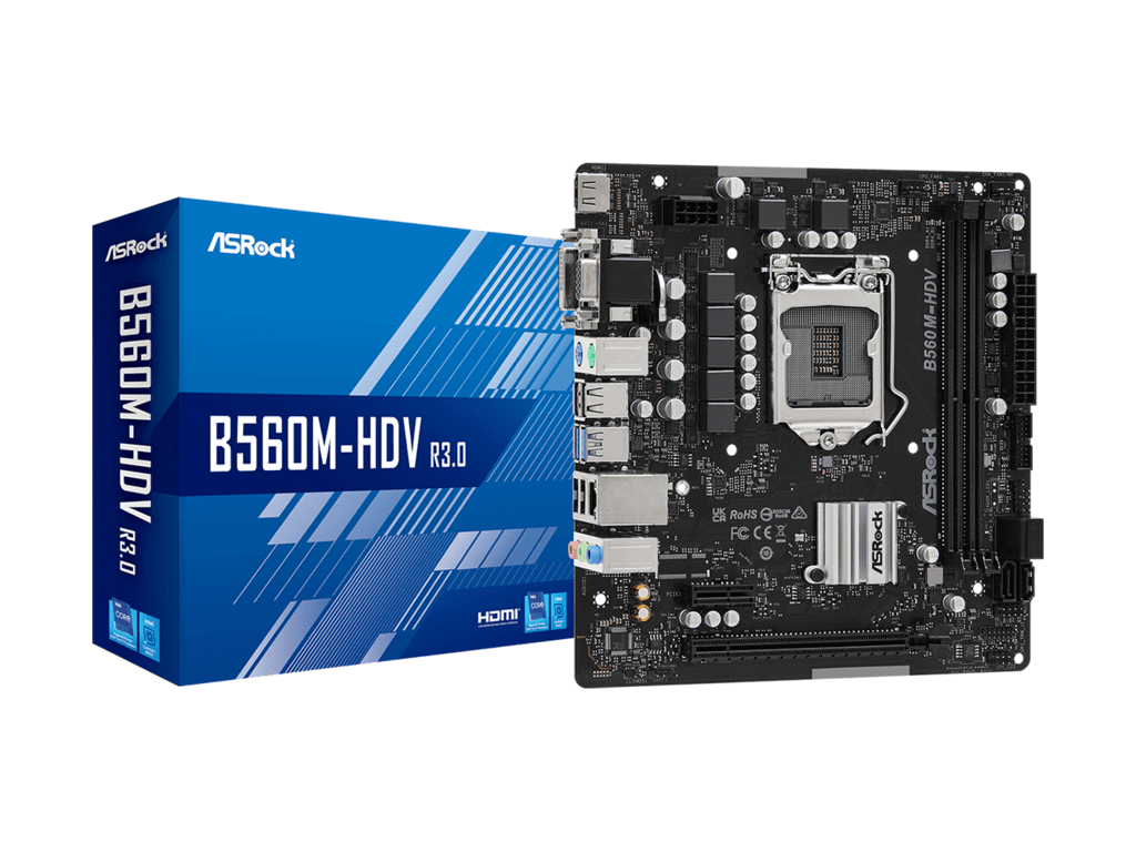 Računarske komponente - ASROCK INTEL MB B560M-HDV R3.0, 2*DDR4 4000+MHz, PCIe 4.0/3.0, VGA/DVI-D/HDMI, USB 3.2, LGA 1200 - Avalon ltd