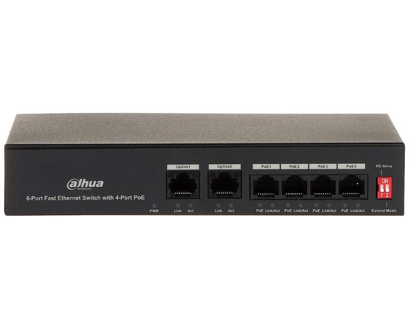 Mrežna oprema, Adapteri, AP i ruteri - DAHUA PFS3006-4ET-36 6-Port Fast Ethernet Switch with 4-Port PoE - Avalon ltd