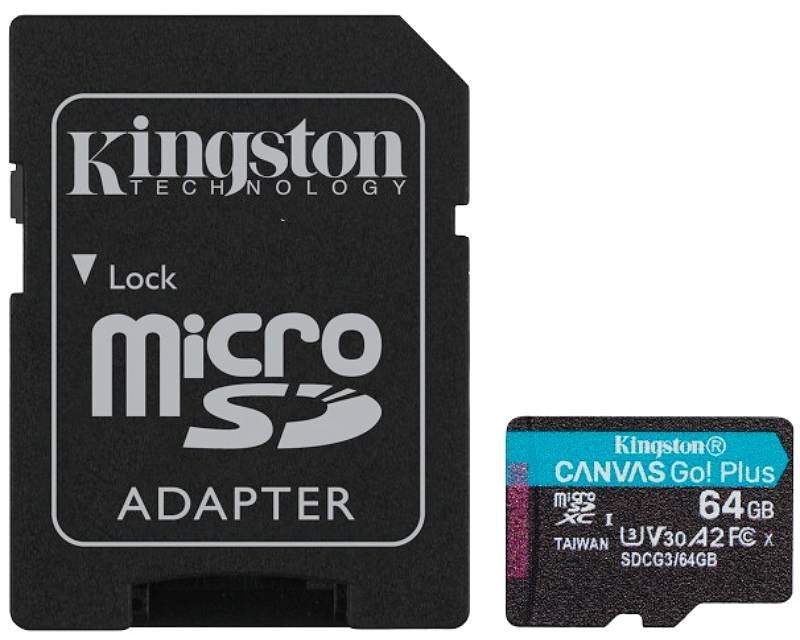 USB memorije i Memorijske kartice - KINGSTON Memorijska kartica U3 V30 microSDXC 64GB Canvas Go Plus 170R A2 + adapter SDCG3/64GB - Avalon ltd